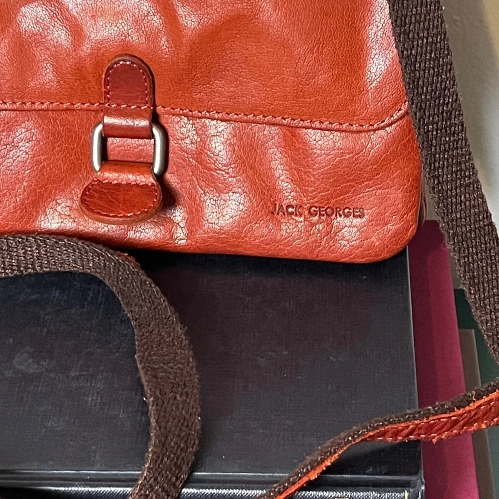Jack Georges Genuine Leather Burnt Brown‎ Voyager Wallet on String Crossbody Bag